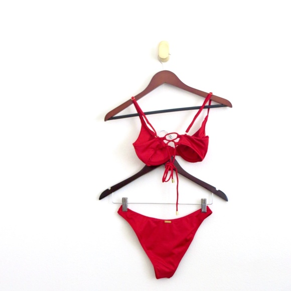 NEW! Kenny Flowers THE CALI Underwire Bikini Top and Bikini Set Red SZ S - Picture 11 of 16